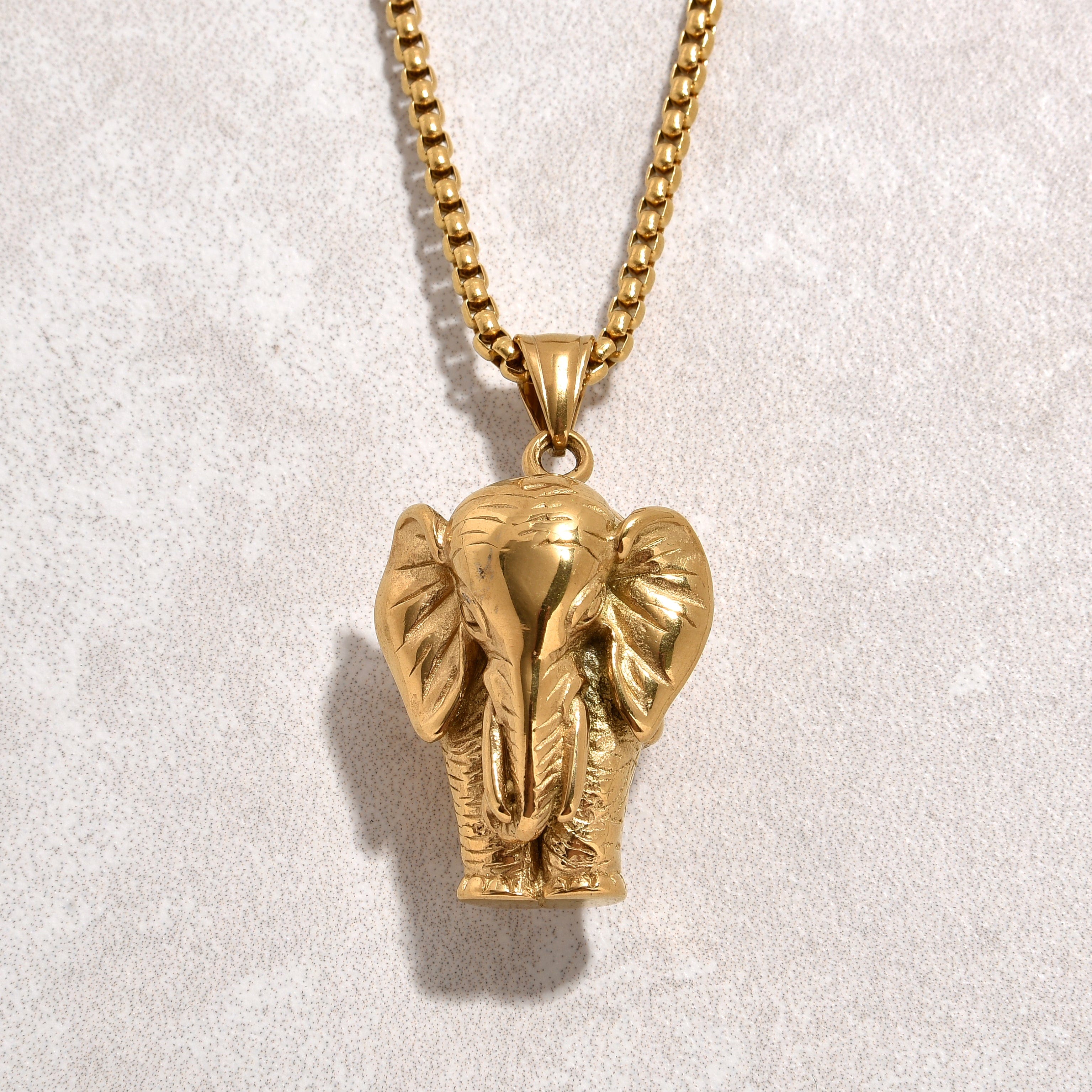 Kalifano Steel Hearts Jewelry Gold Elephant Steel Hearts Necklace SHN514-G