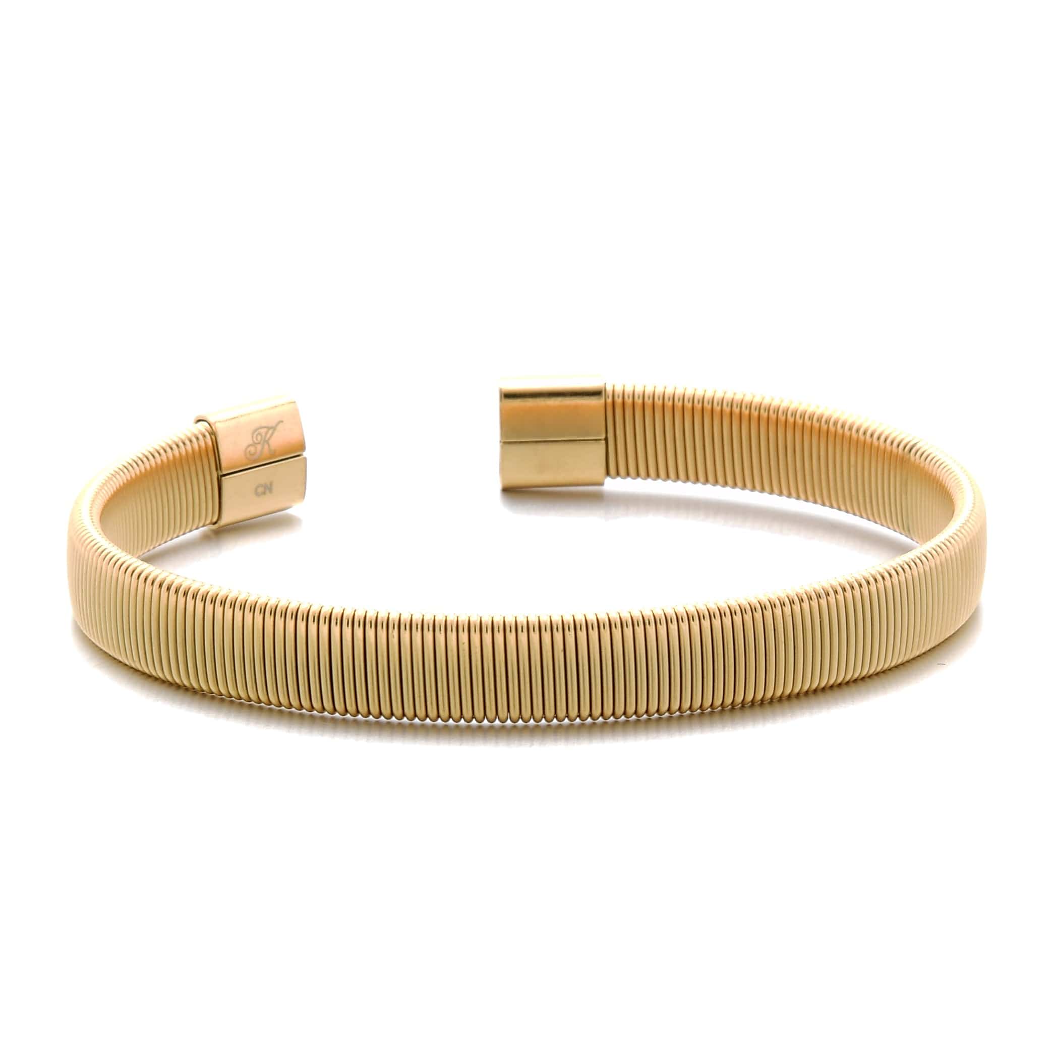 Kalifano Steel Hearts Jewelry Gold Flex Cable Braided Steel Hearts Bracelet SHB144-G