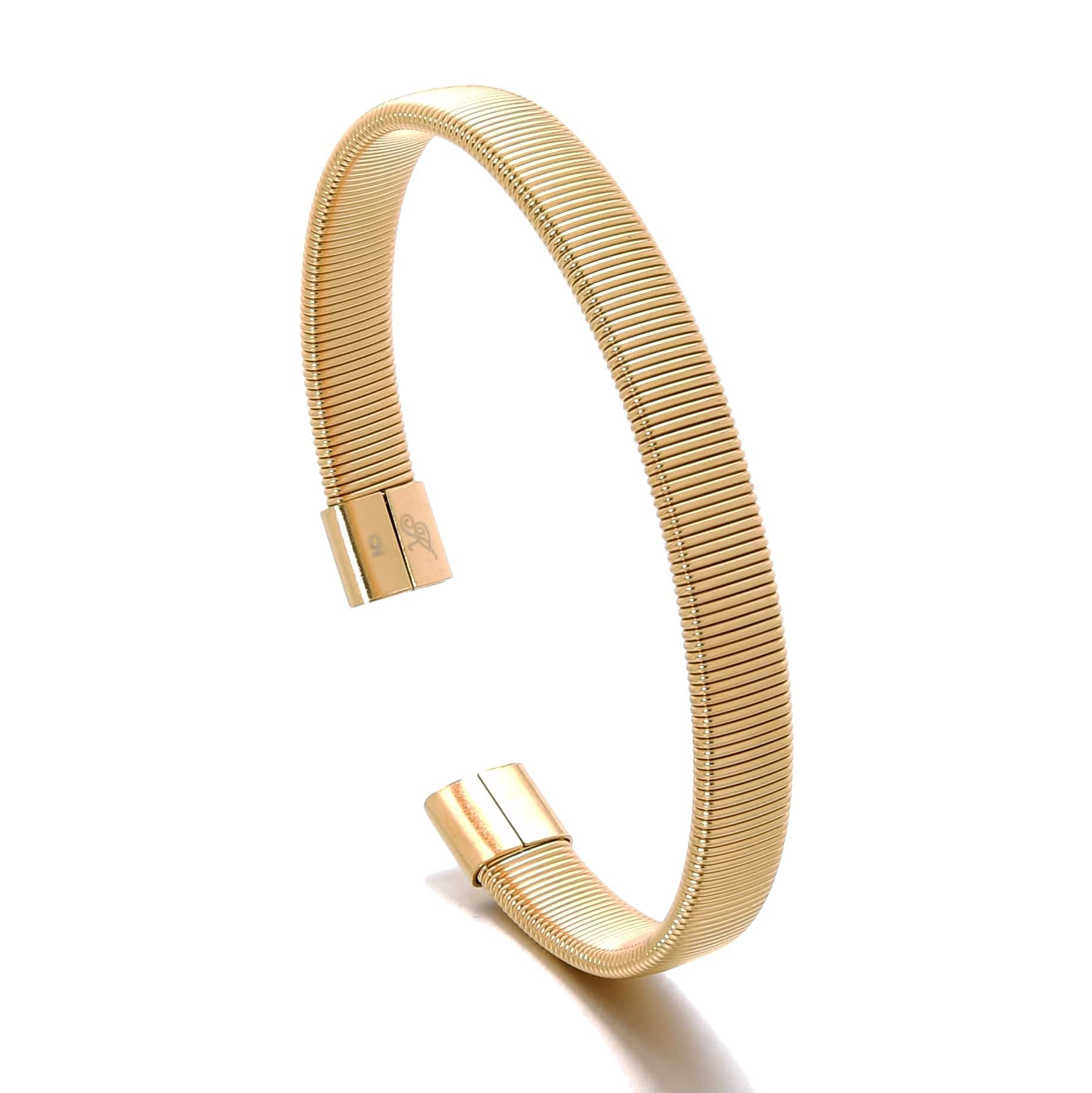 Kalifano Steel Hearts Jewelry Gold Flex Cable Braided Steel Hearts Bracelet SHB144-G