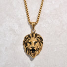 Gold Lion Steel Hearts Necklace