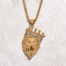 Gold Lion Steel Hearts Necklace