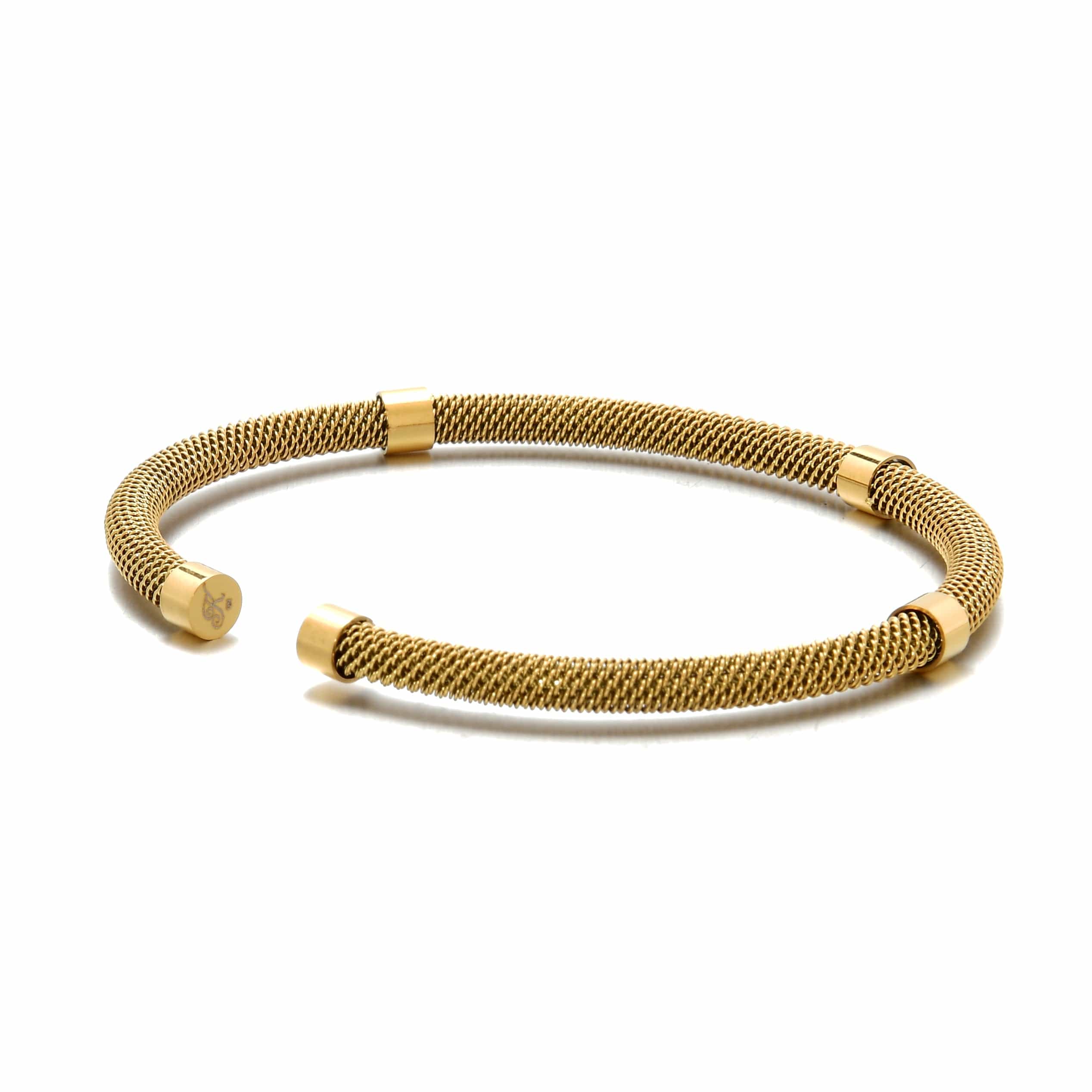Kalifano Steel Hearts Jewelry Gold Rope Braided Steel Hearts Bracelet SHB145-G