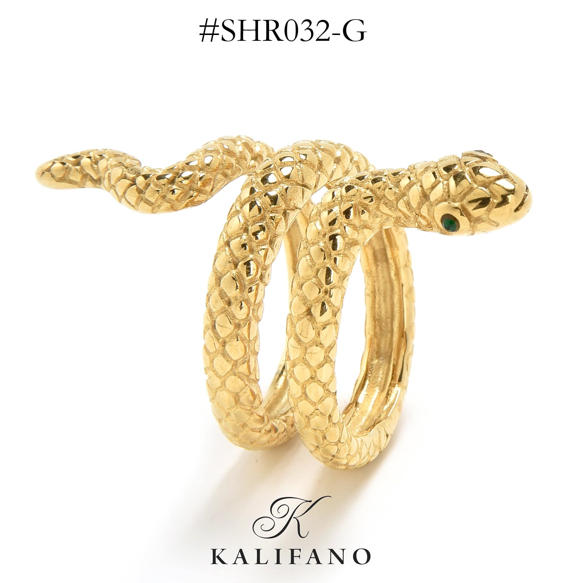 Kalifano Steel Hearts Jewelry Gold Serpentine Steel Hearts Ring