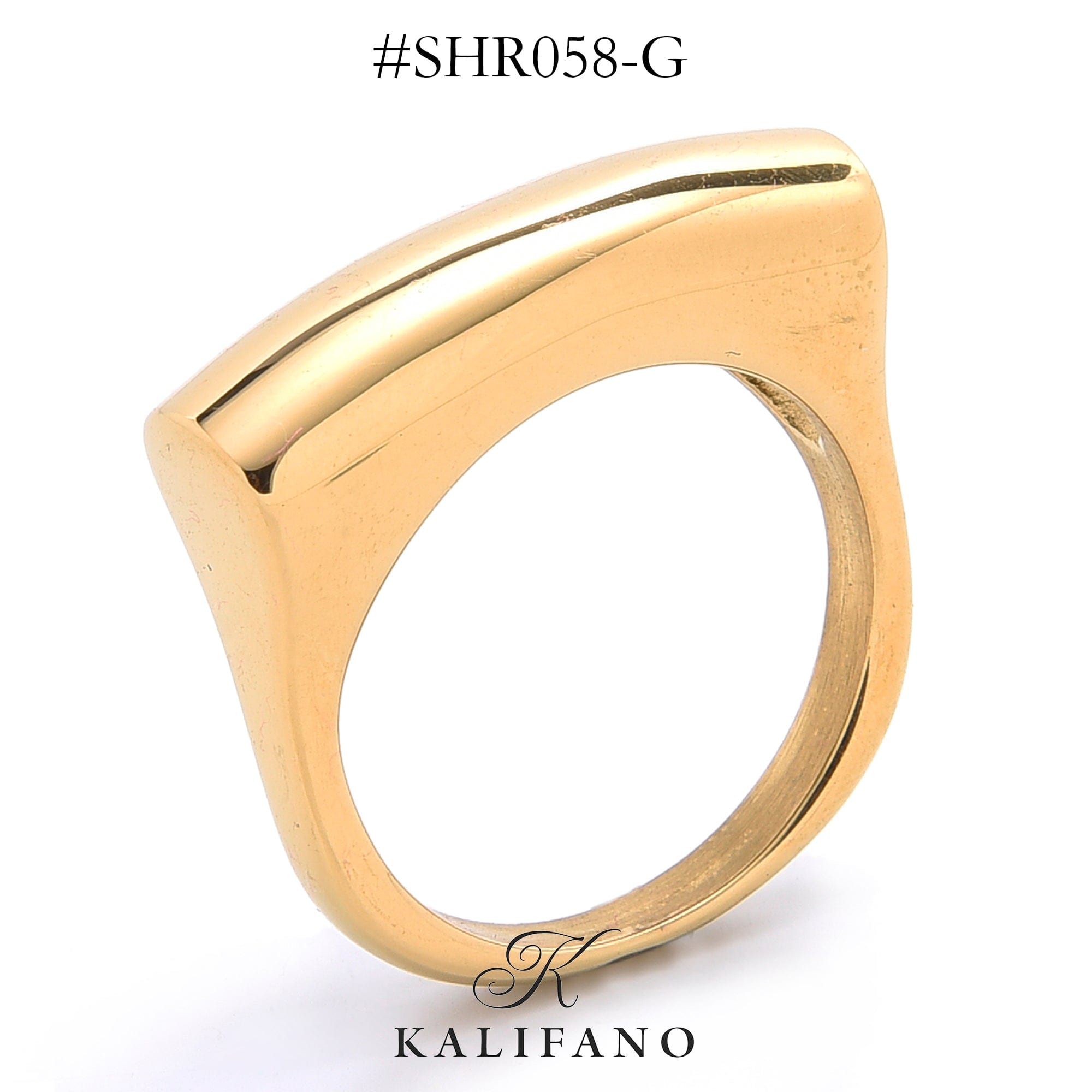 Kalifano Steel Hearts Jewelry Gold Signet Steel Hearts Ring