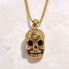 Gold Skull Steel Hearts Necklace