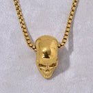 Gold Skull Steel Hearts Necklace