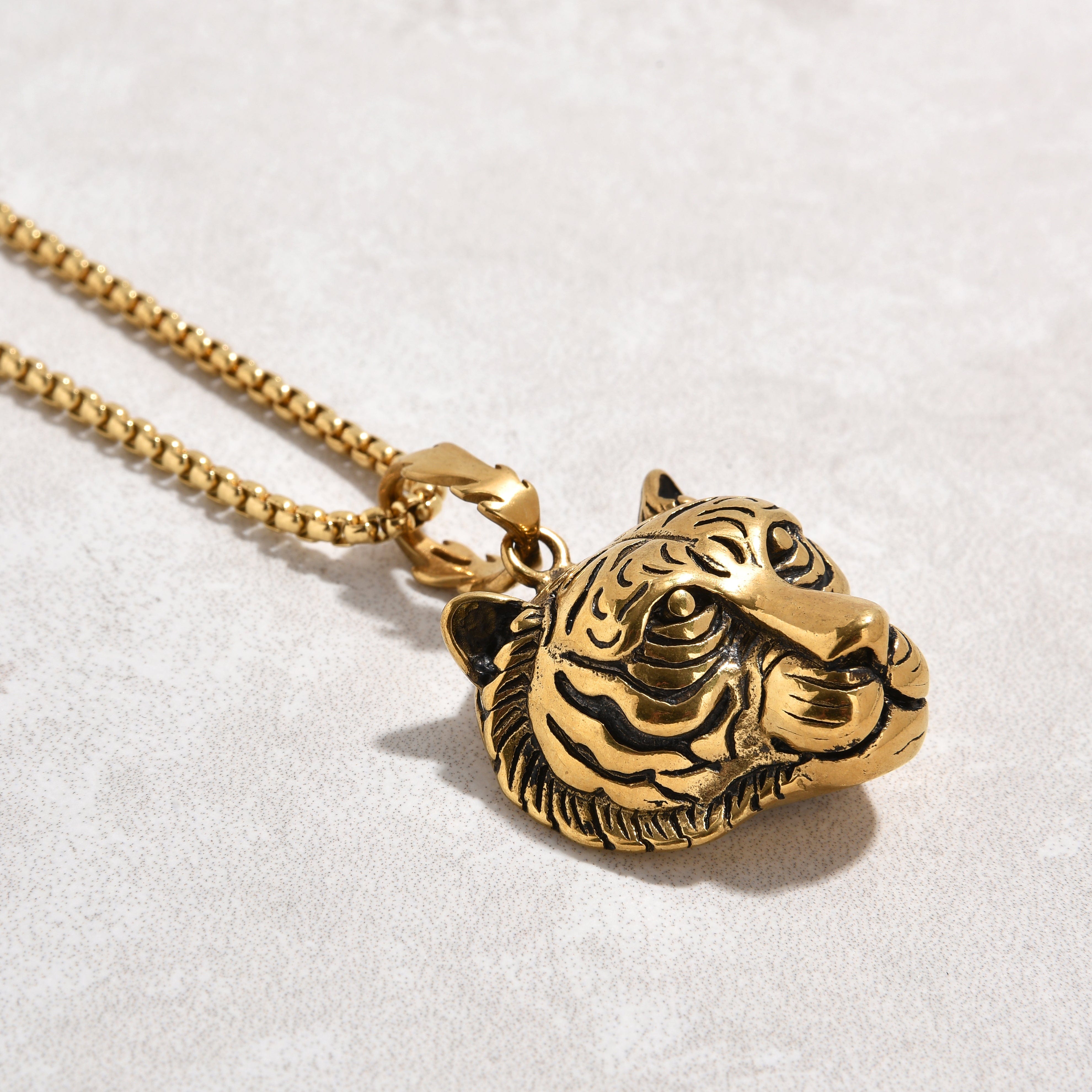 Kalifano Steel Hearts Jewelry Gold Tiger Steel Hearts Necklace SHN521-G