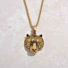 Gold Tiger Steel Hearts Necklace