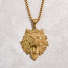 Gold Wolf Steel Hearts Necklace