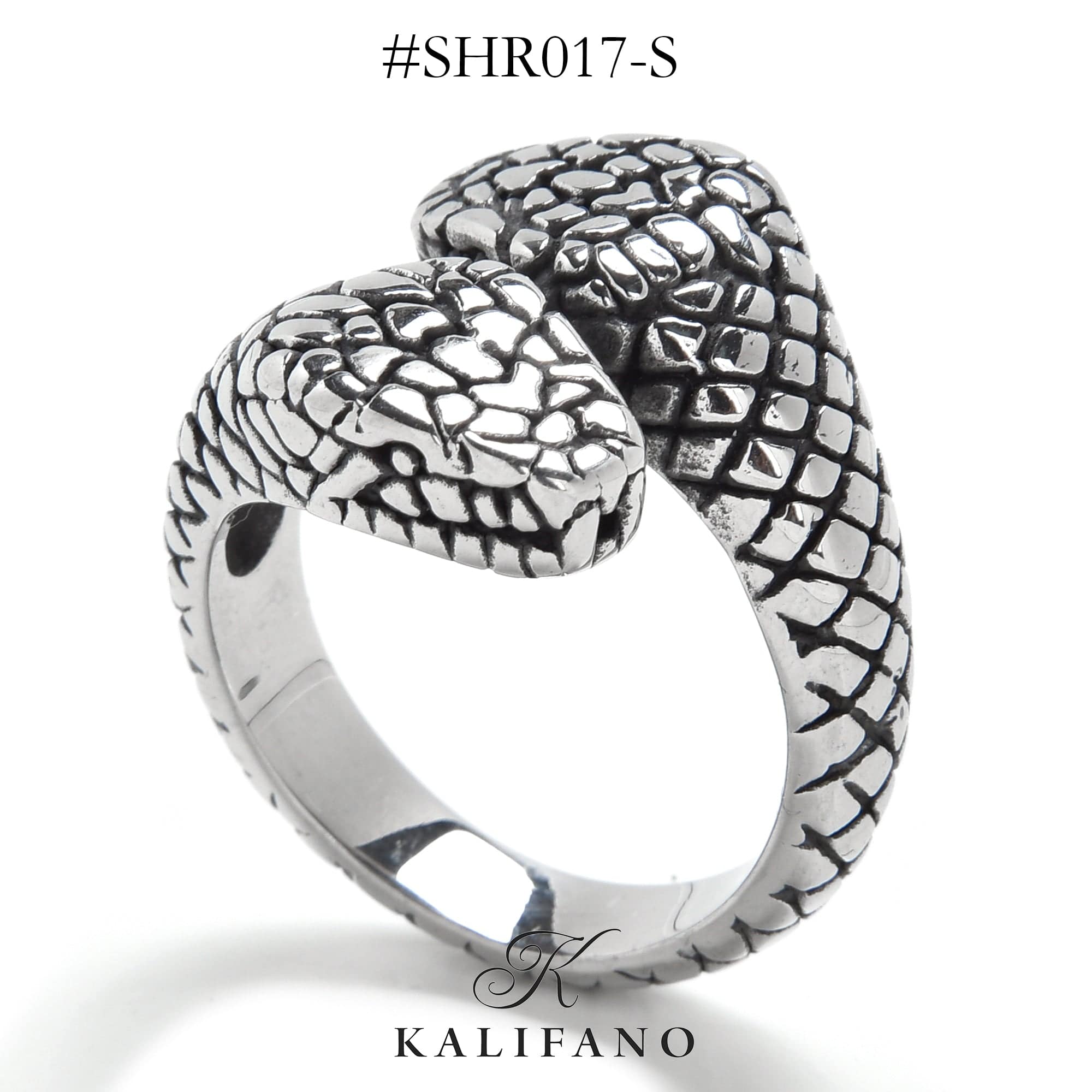 Kalifano Steel Hearts Jewelry Silver Amphisbaena Steel Hearts Ring