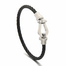 Silver and Black Arabian Cable Braided Steel Hearts Bracelet