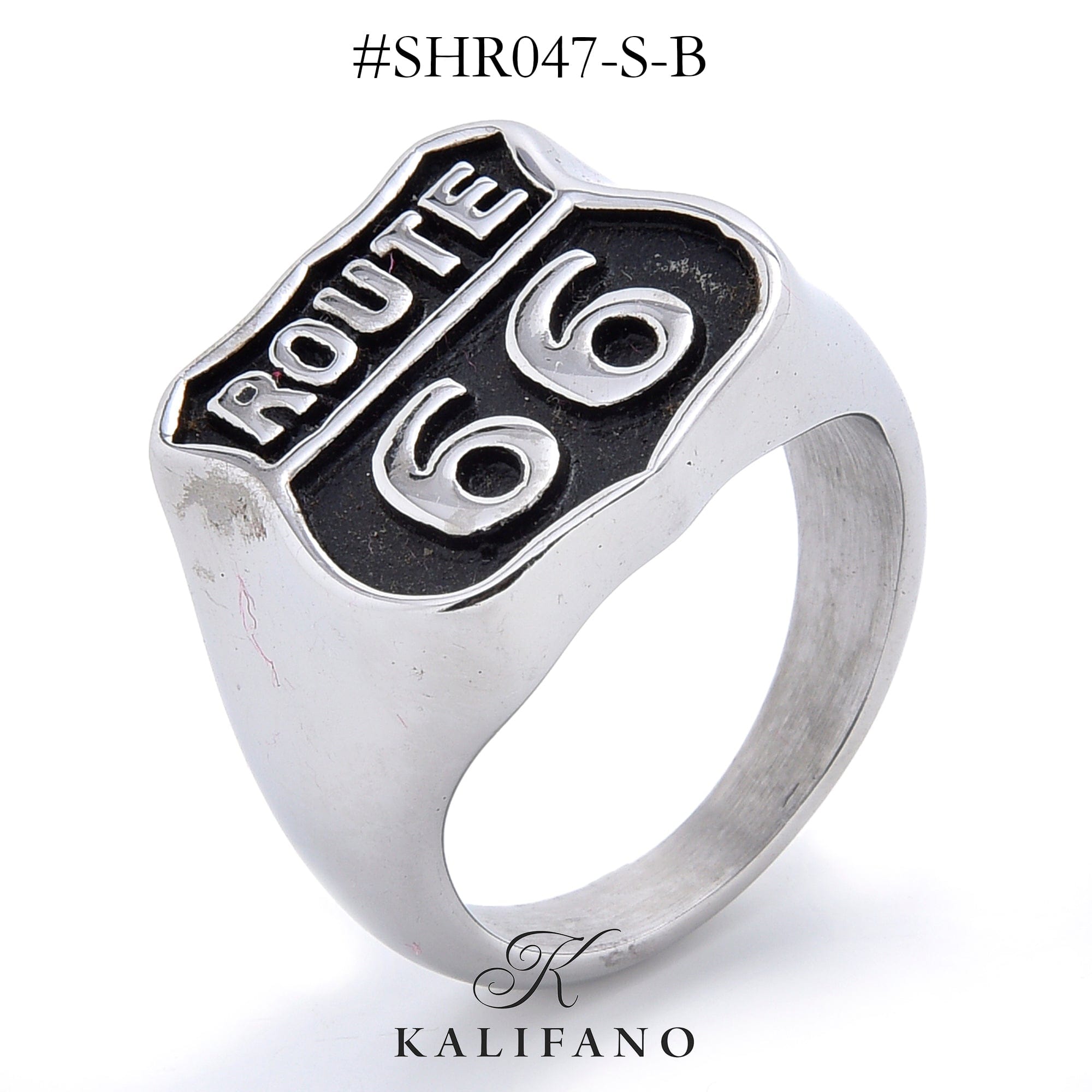 Kalifano Steel Hearts Jewelry Silver and Black Route 66 Steel Hearts Ring