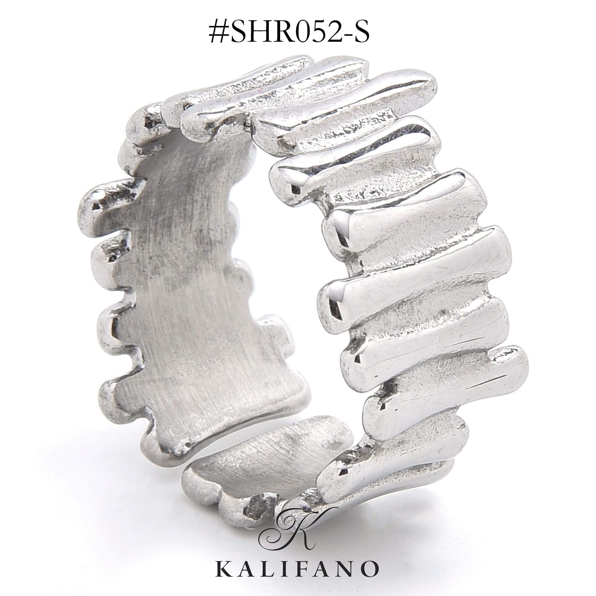 Kalifano Steel Hearts Jewelry Silver Barrier Steel Hearts Ring