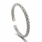 Silver Basket Weave Braided Steel Hearts Bracelet