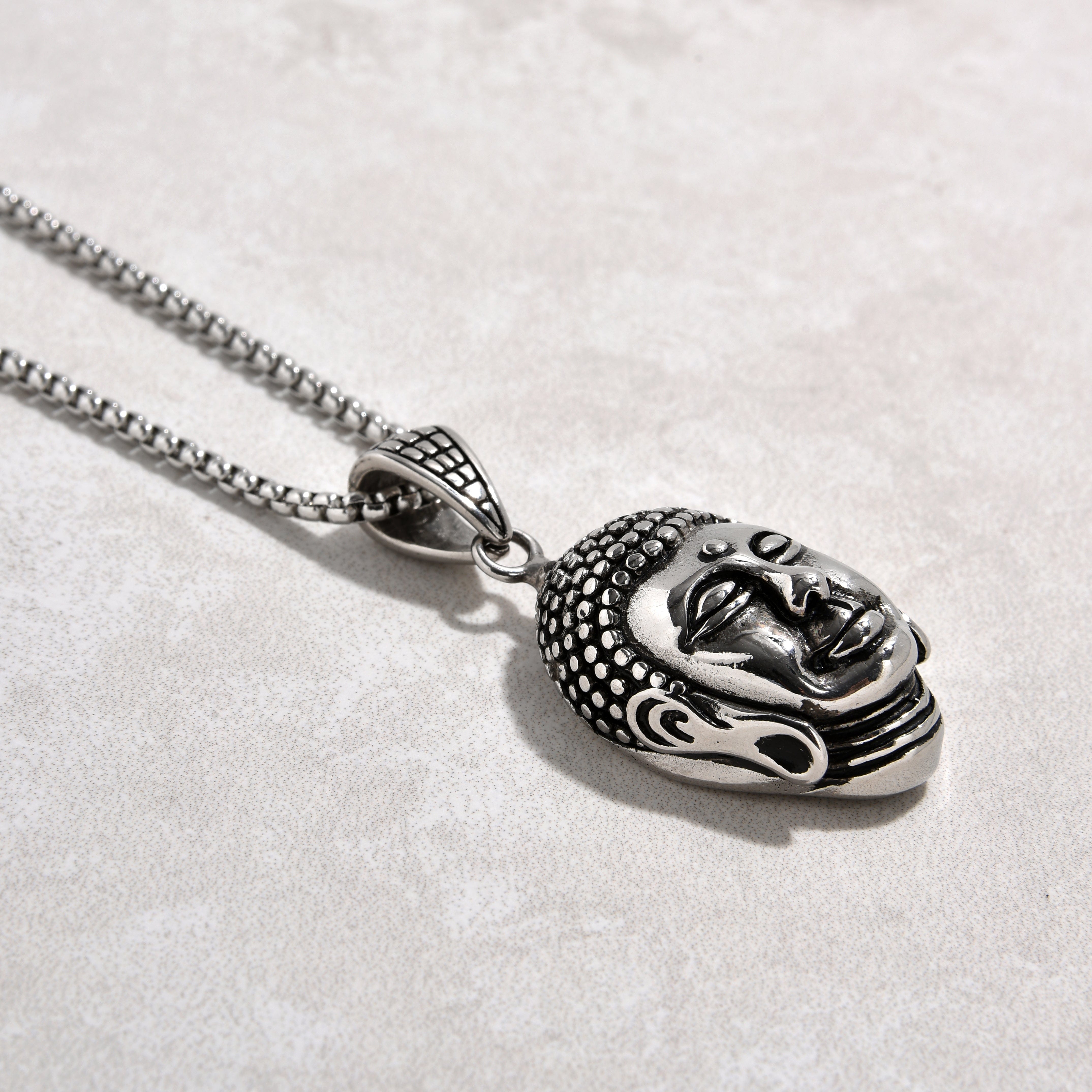 Kalifano Steel Hearts Jewelry Silver Buddha Steel Hearts Necklace SHN522-S