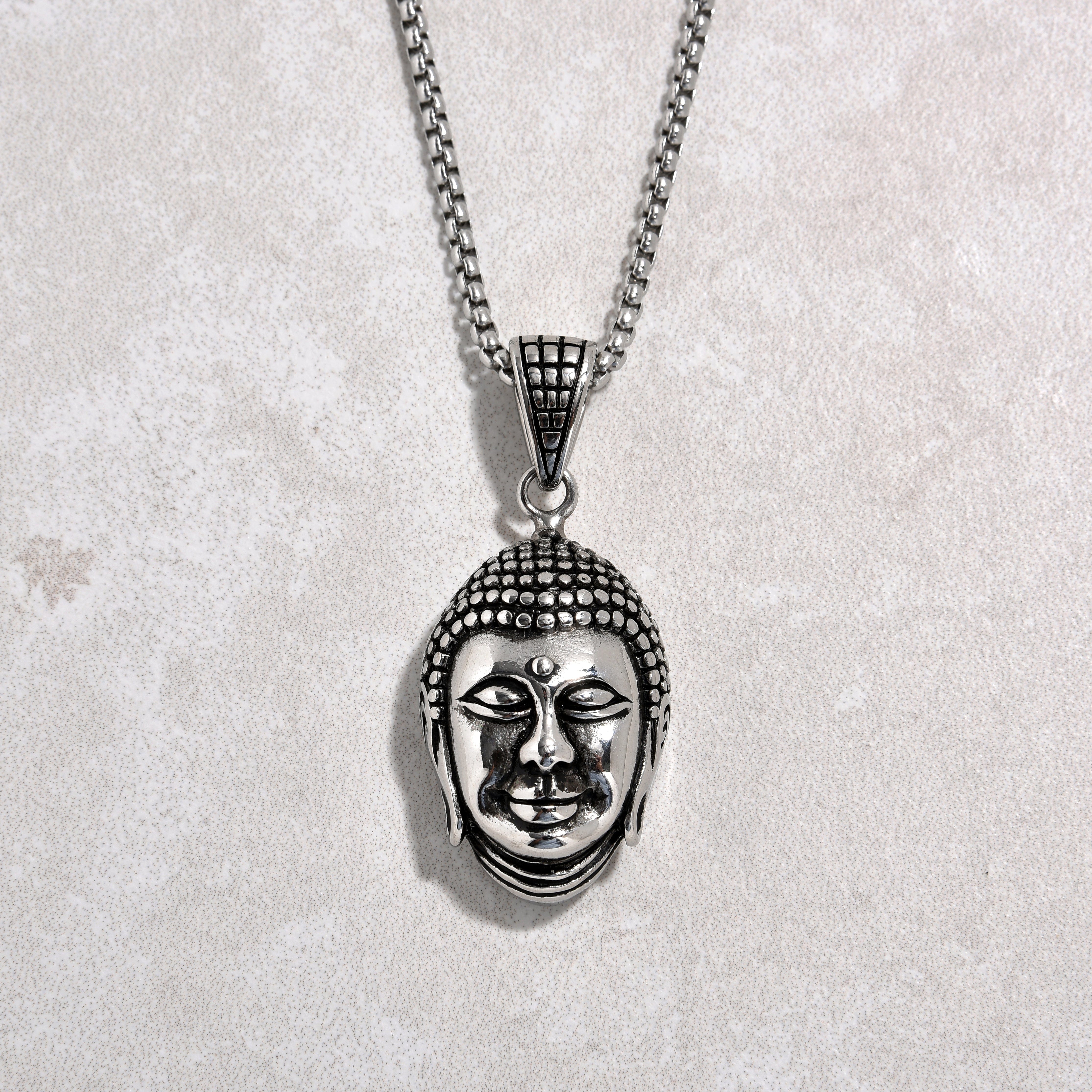 Kalifano Steel Hearts Jewelry Silver Buddha Steel Hearts Necklace SHN522-S