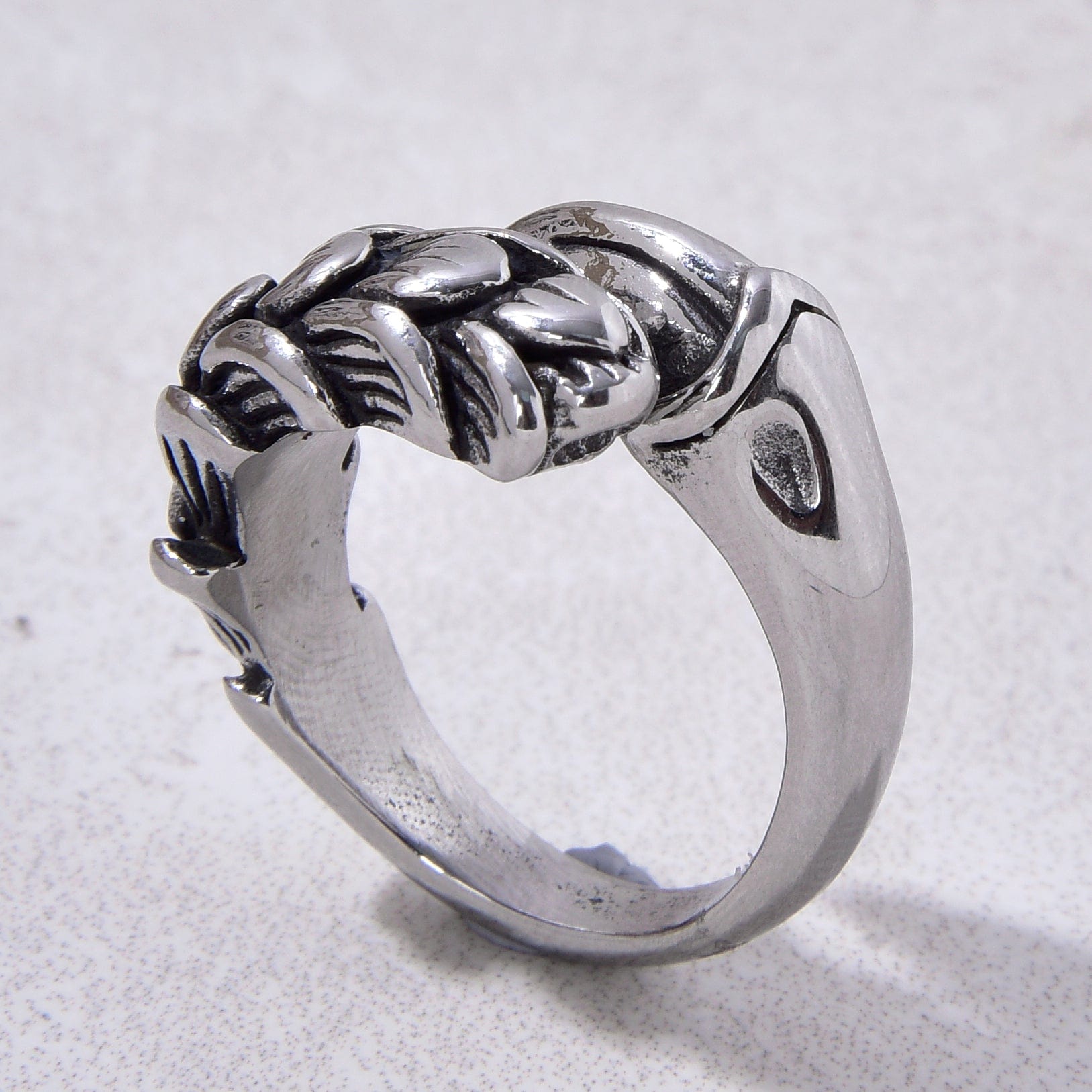 Kalifano Steel Hearts Jewelry Silver Claw Steel Hearts Ring