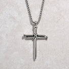 Silver Cross Steel Hearts Necklace