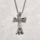Silver Cross Steel Hearts Necklace