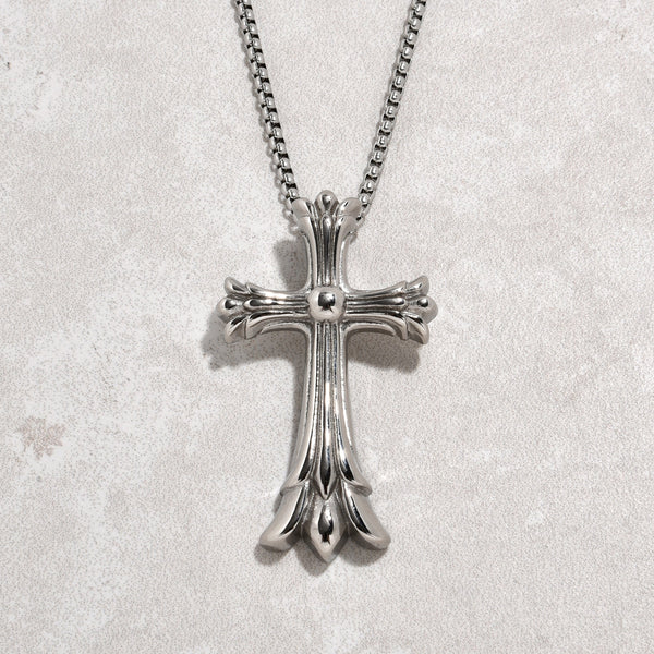 YADOCA 3Pcs Cross Necklace for Men Stainless Steel Silver