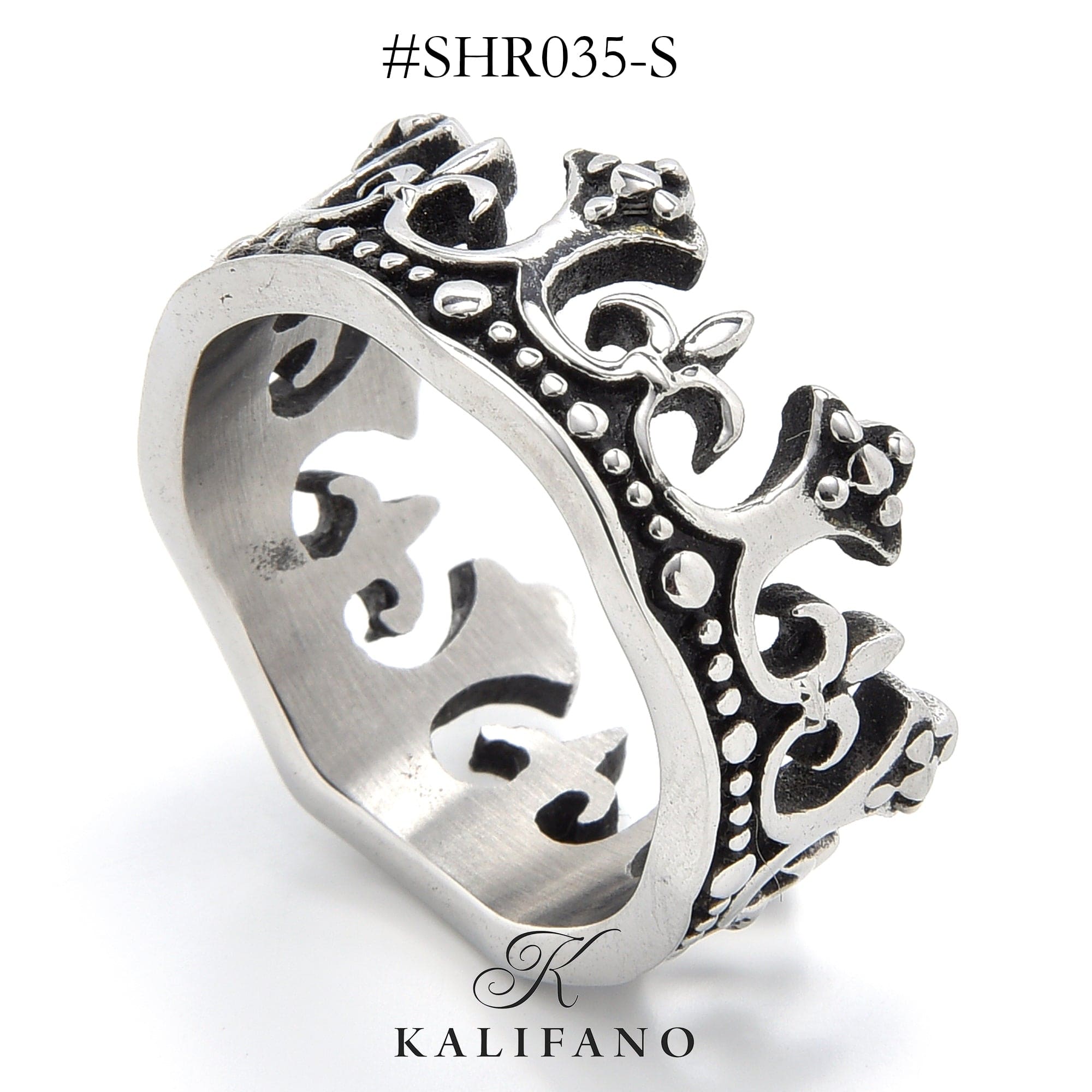 Kalifano Steel Hearts Jewelry Silver Crown Steel Hearts Ring