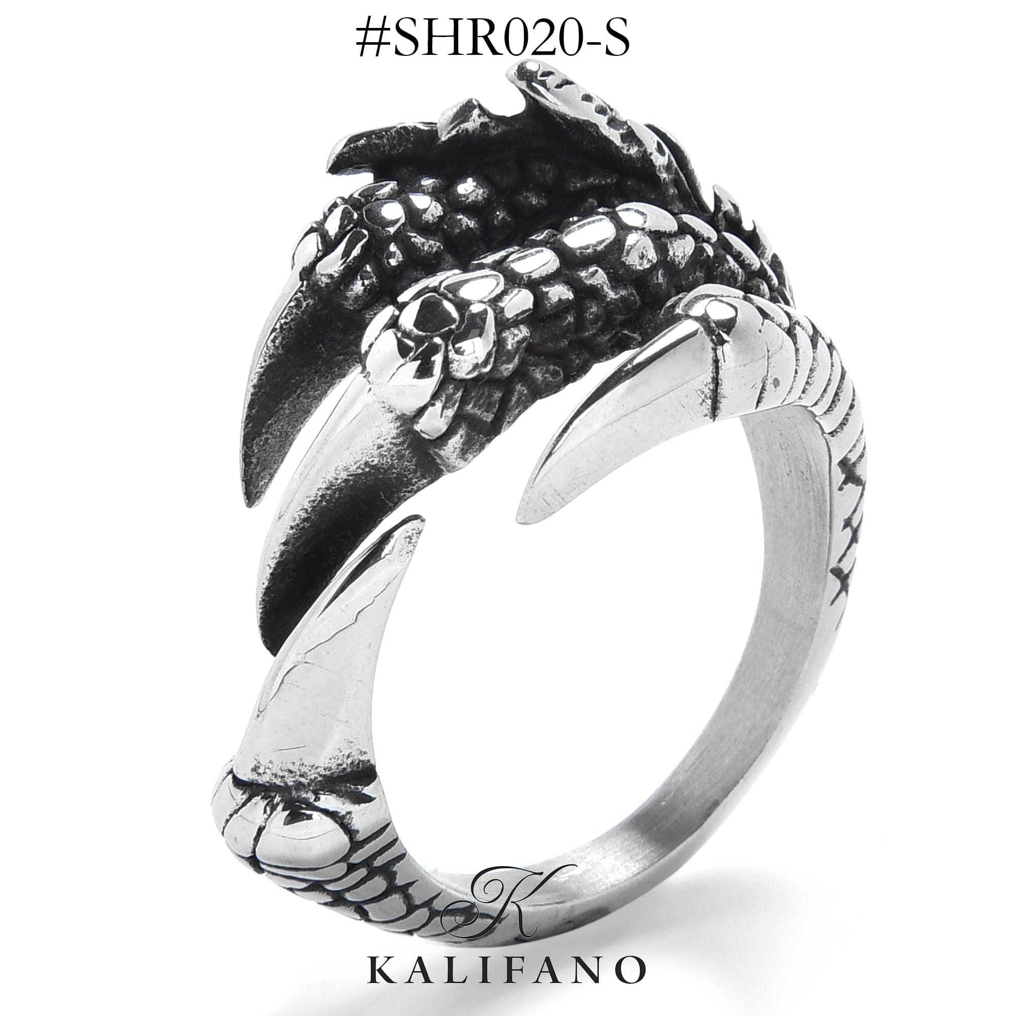 Kalifano Steel Hearts Jewelry Silver Dragon Claw Steel Hearts Ring