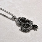 Silver Dragon Steel Hearts Necklace