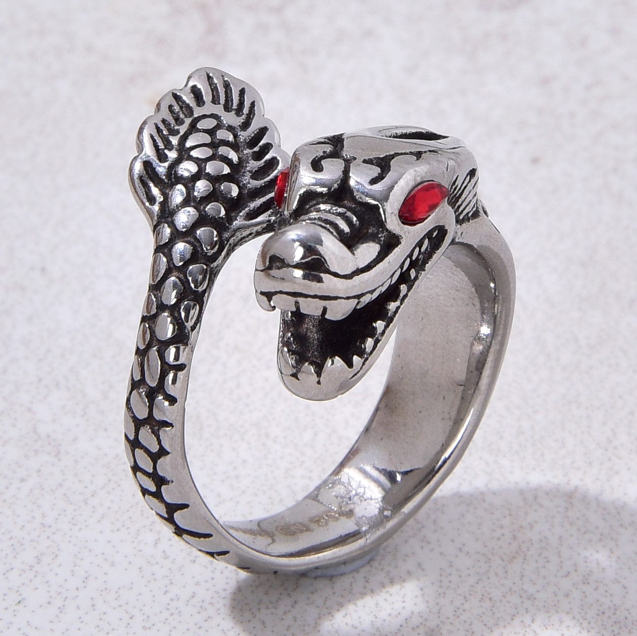 Kalifano Steel Hearts Jewelry Silver Dragon Steel Hearts Ring