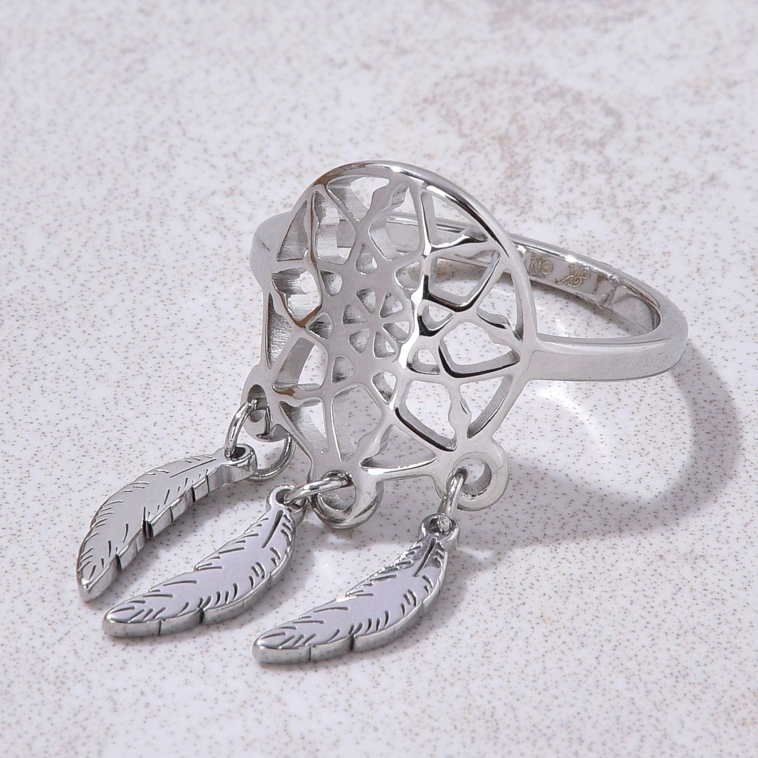 Kalifano Steel Hearts Jewelry Silver Dreamcatcher Steel Hearts Ring