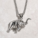 Silver Elephant Steel Hearts Necklace