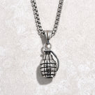 Silver Grenade Steel Hearts Necklace