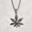 Silver Hemp Leaf Steel Hearts Necklace