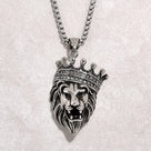 Silver Lion Steel Hearts Necklace