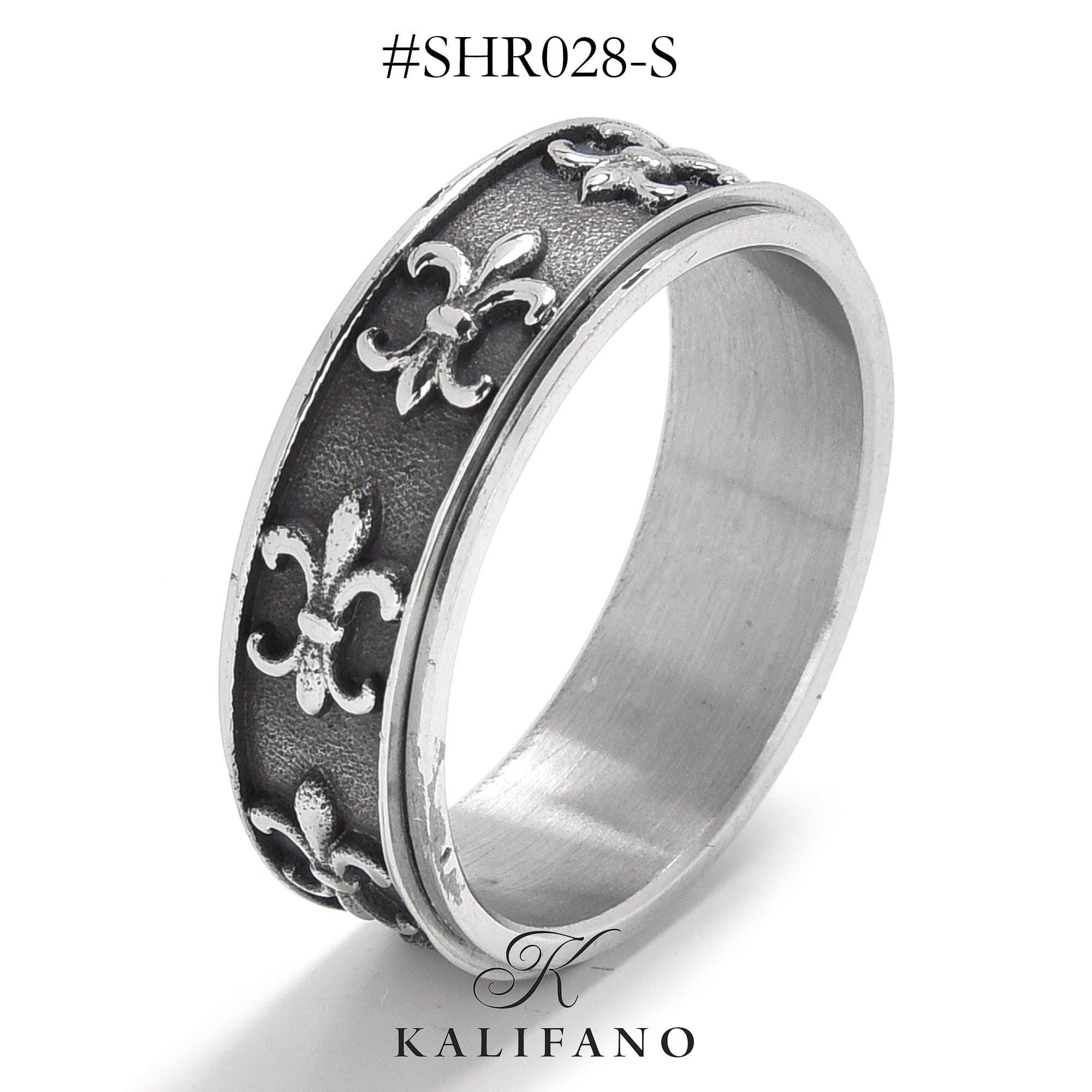 Kalifano Steel Hearts Jewelry Silver Rotatable Punk Steel Hearts Ring