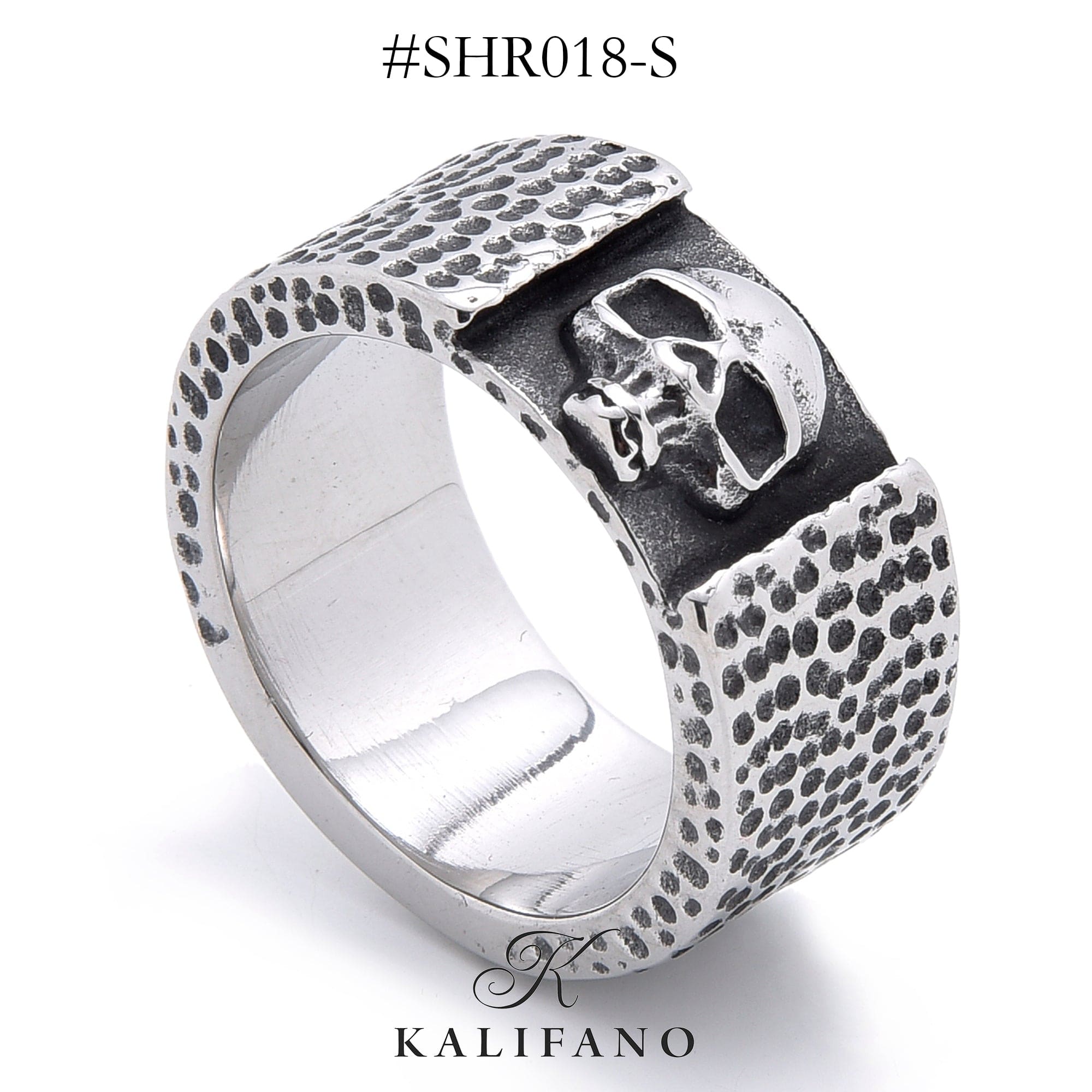 Kalifano Steel Hearts Jewelry Silver Skull Steel Hearts Ring