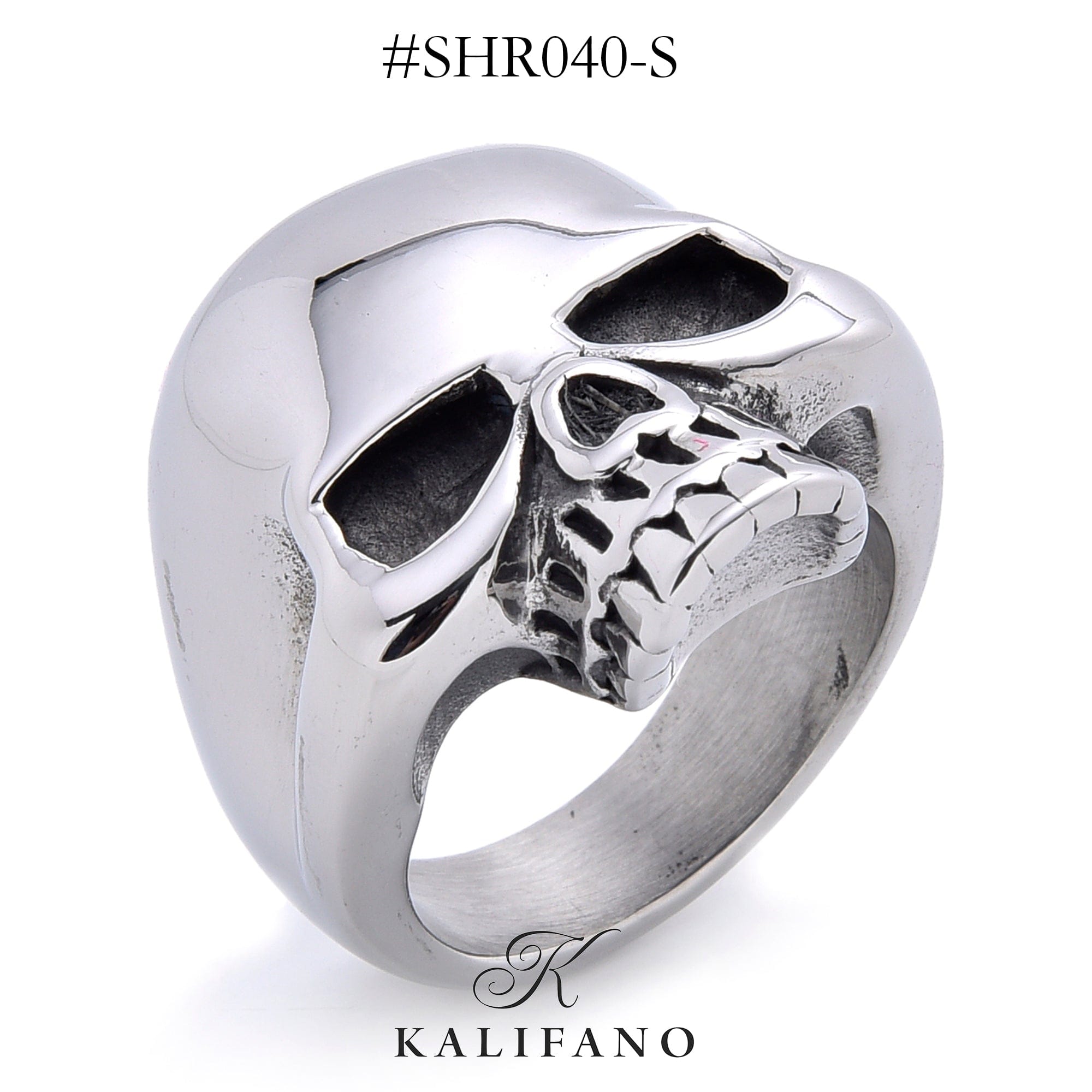 Kalifano Steel Hearts Jewelry Silver Skull Steel Hearts Ring