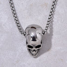 Silver Skull Steel Hearts Necklace