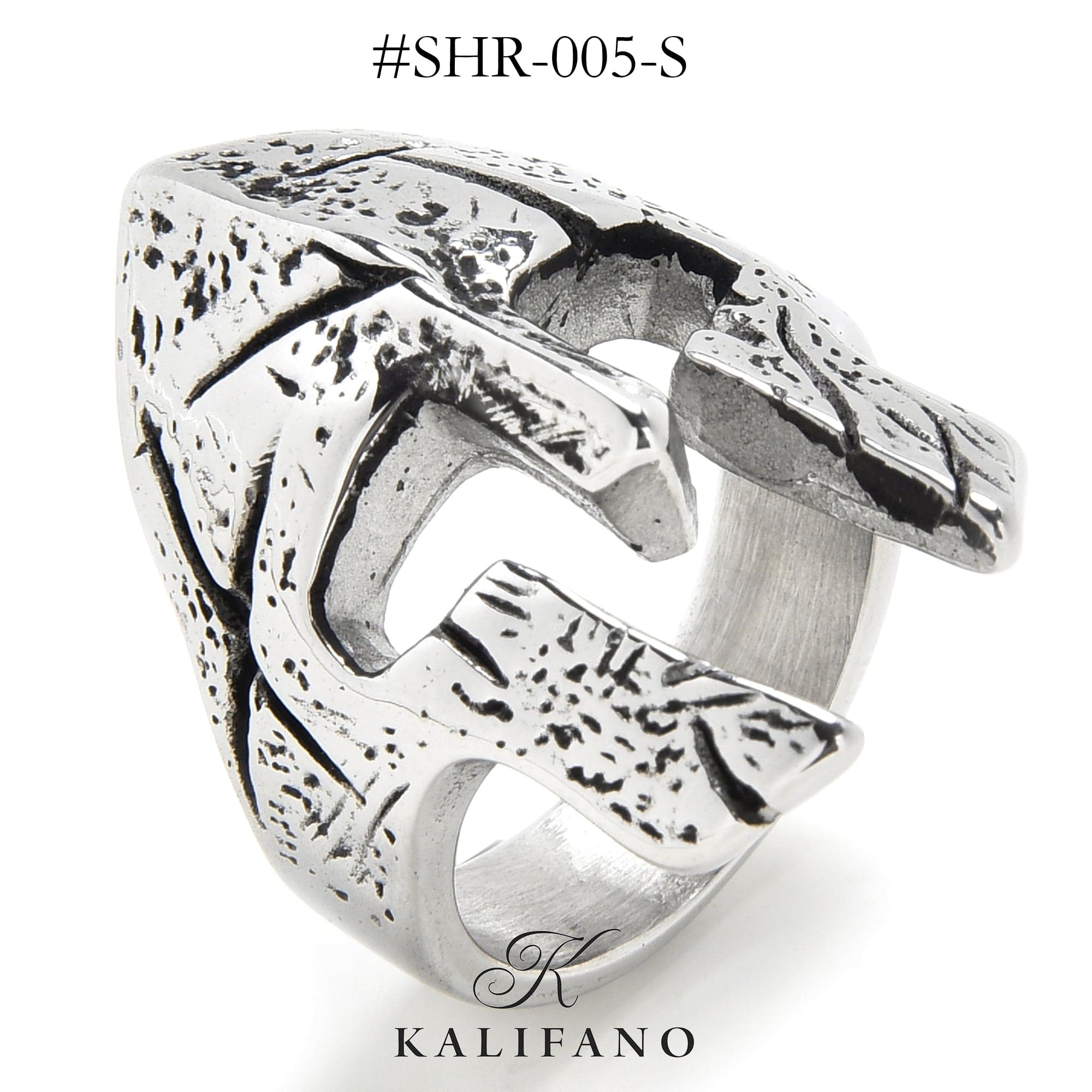 Kalifano Steel Hearts Jewelry Silver Warrior Helmet Steel Hearts Ring