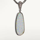 Sterling Silver White Opal Teardrop Pendant with Sterling Silver Chain