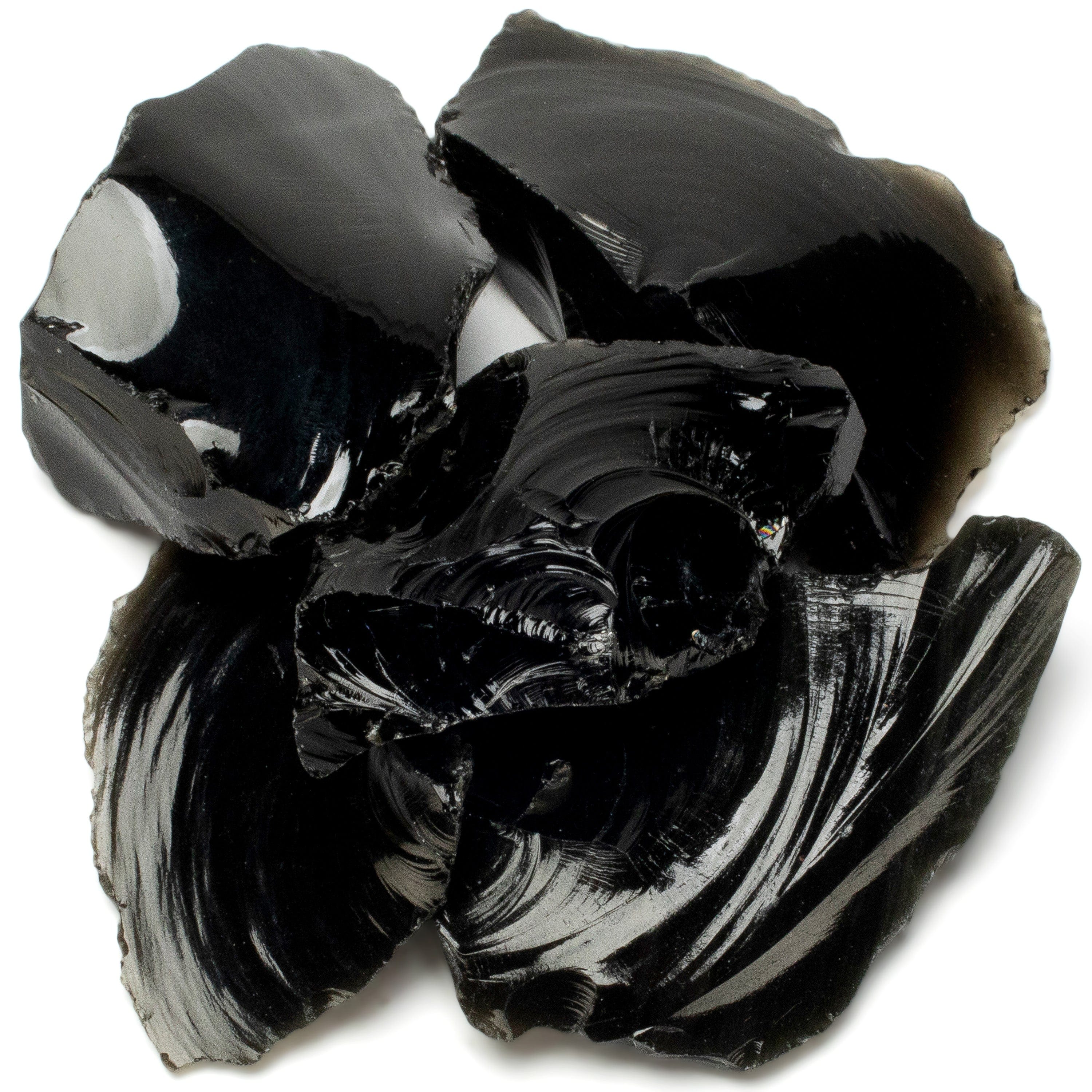 KALIFANO | Natural Rough Obsidian 5 Piece Healing Stone Bundle