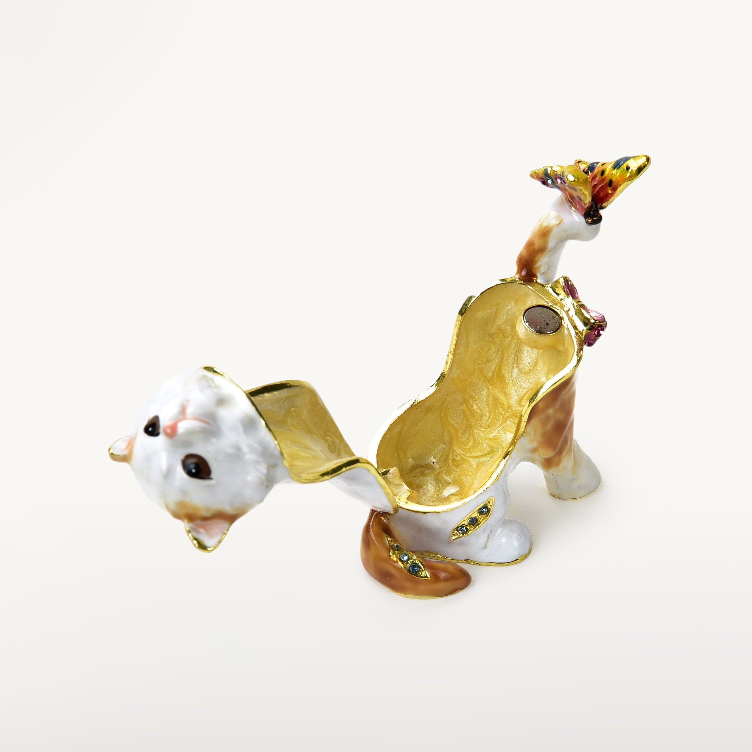 Preciosa Crystal Cat Figurine with gold whiskers