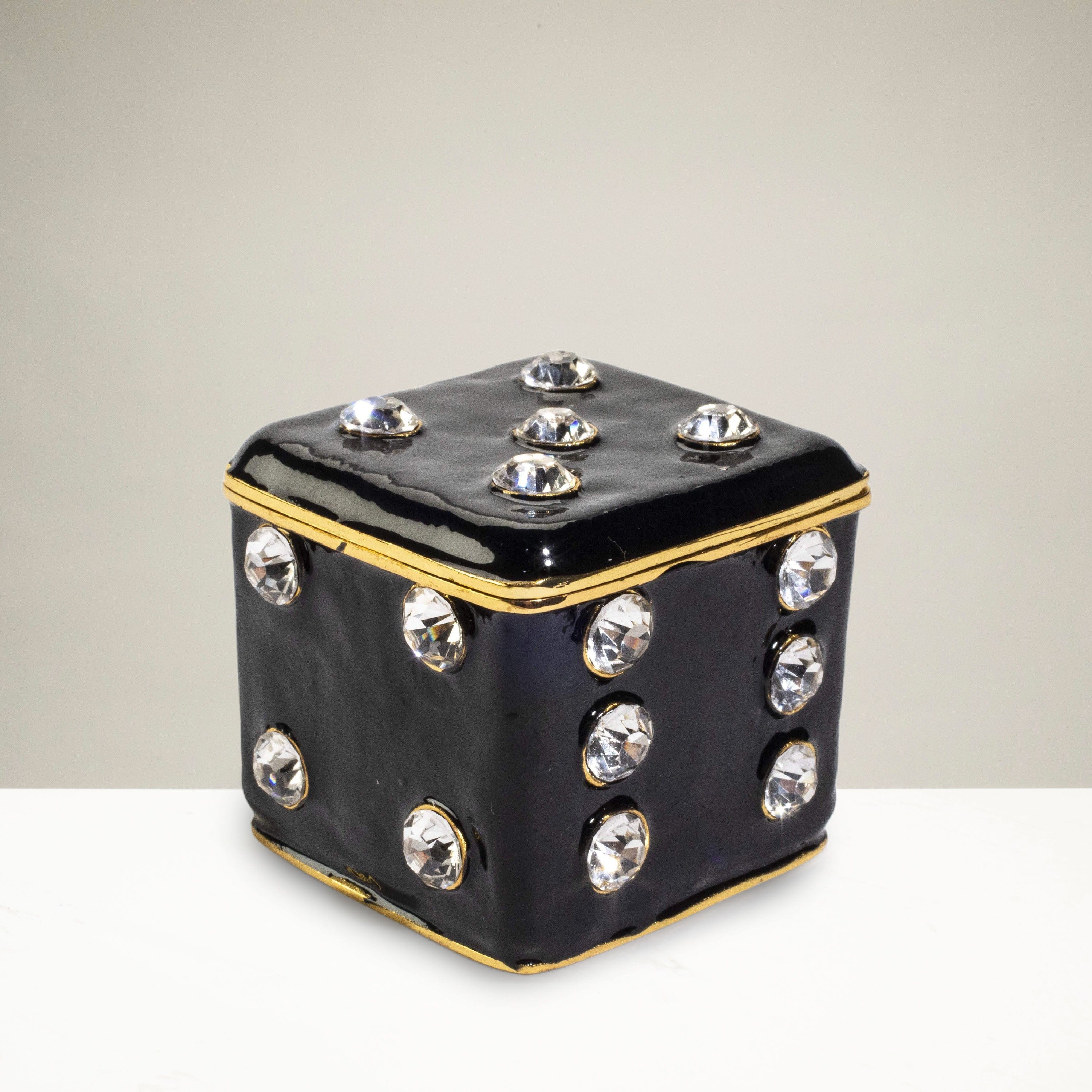 Kalifano Vanity Figurine Dice Figurine Keepsake Box made with Crystals SVA-109
