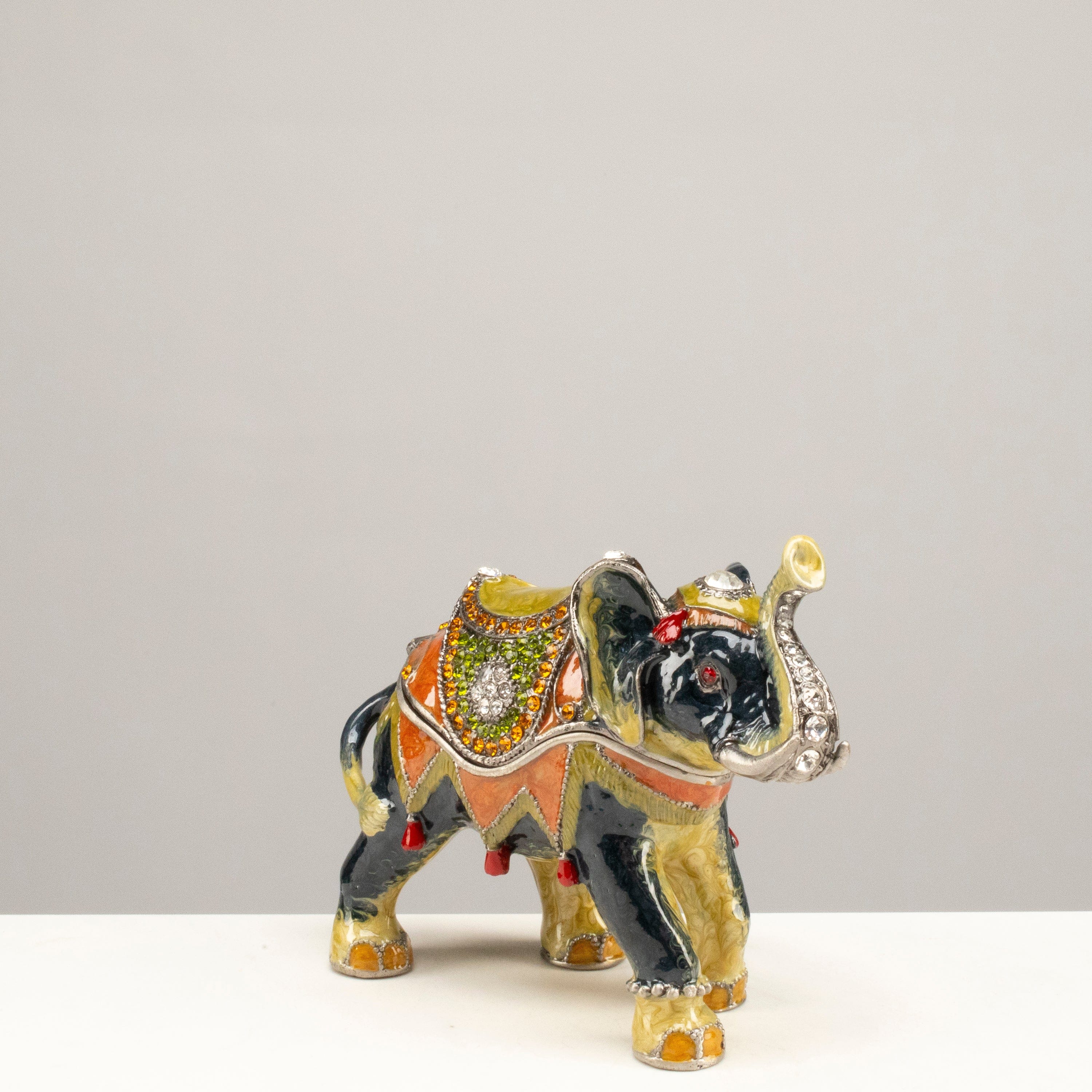 Kalifano Vanity Figurine Elephant Figurine Keepsake Box made with Crystals SVA-115