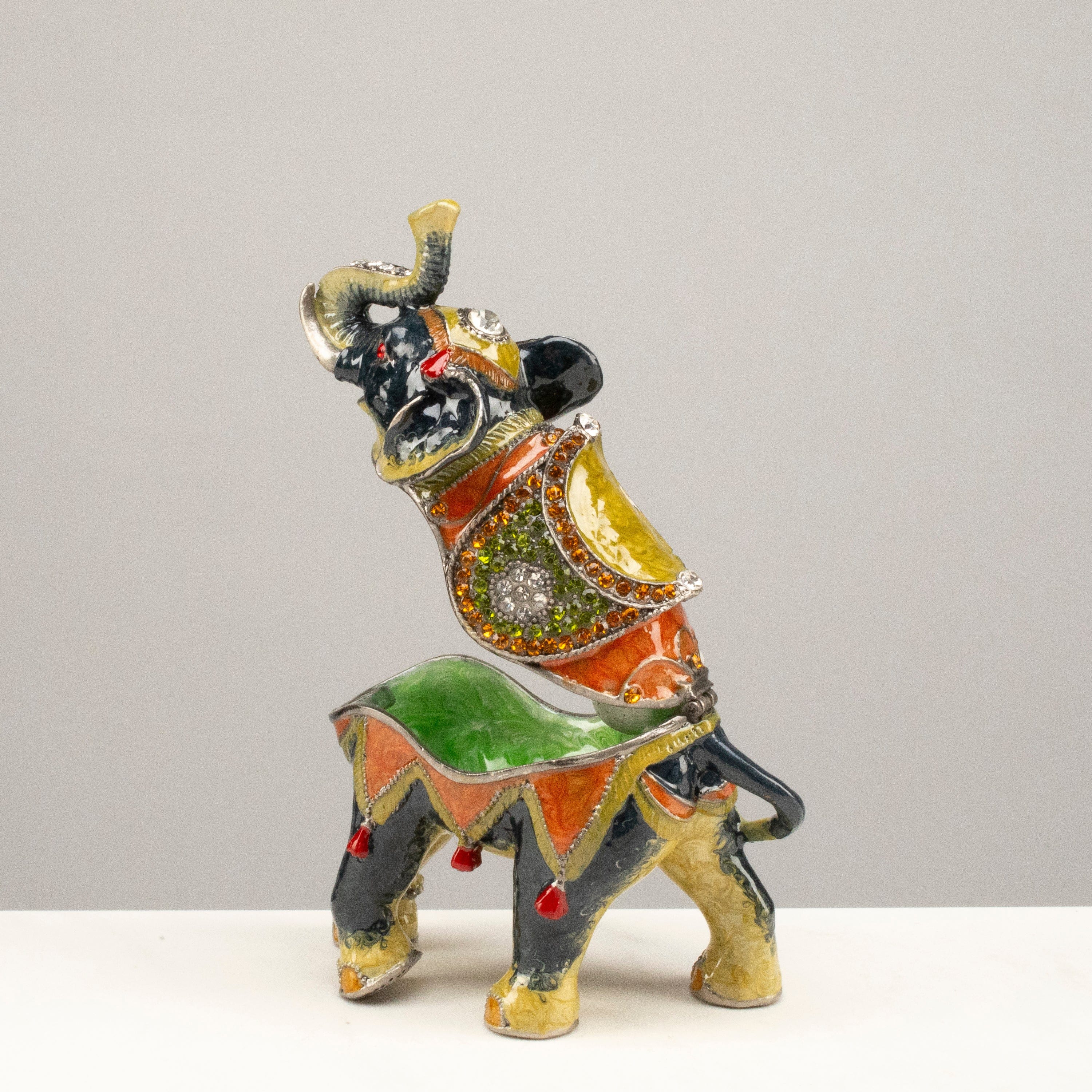 Kalifano Vanity Figurine Elephant Figurine Keepsake Box made with Crystals SVA-115