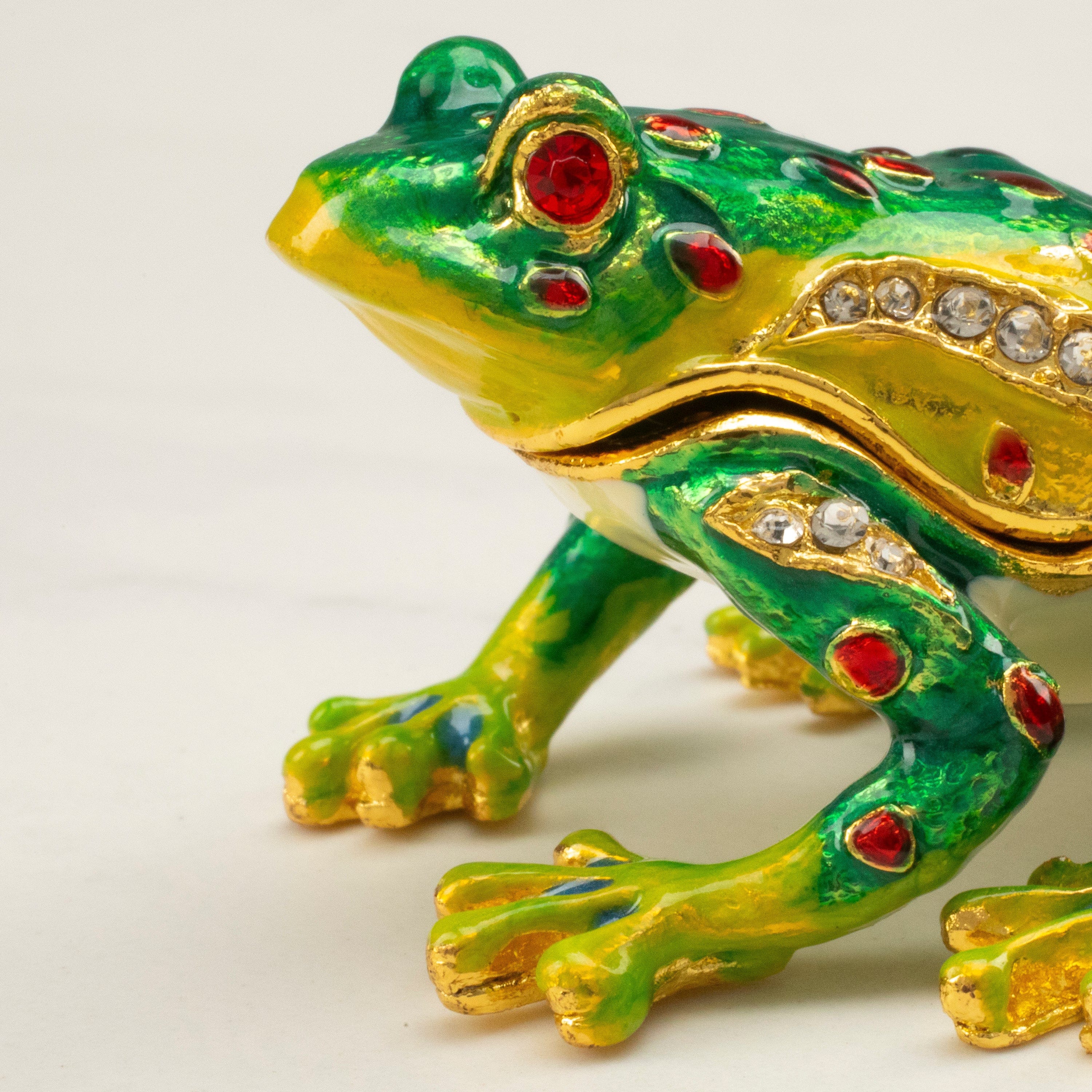 Kalifano Vanity Figurine Frog Figurine Keepsake Box made with Crystals SVA-123