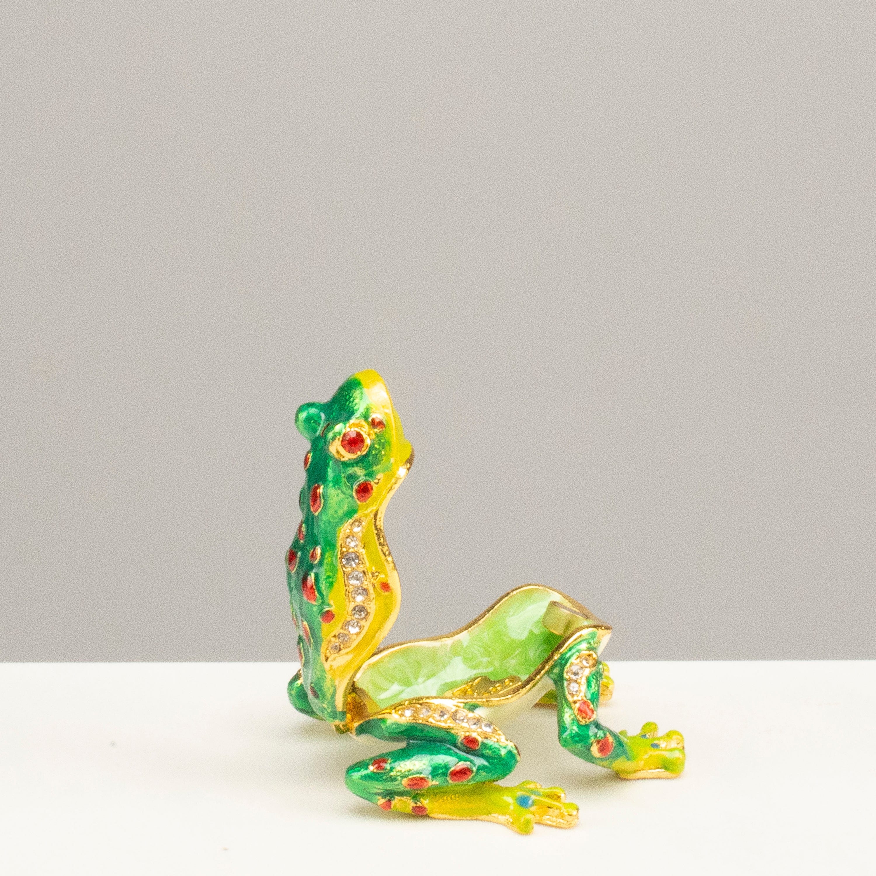 Frog Figurine Keepsake Box made with Crystals