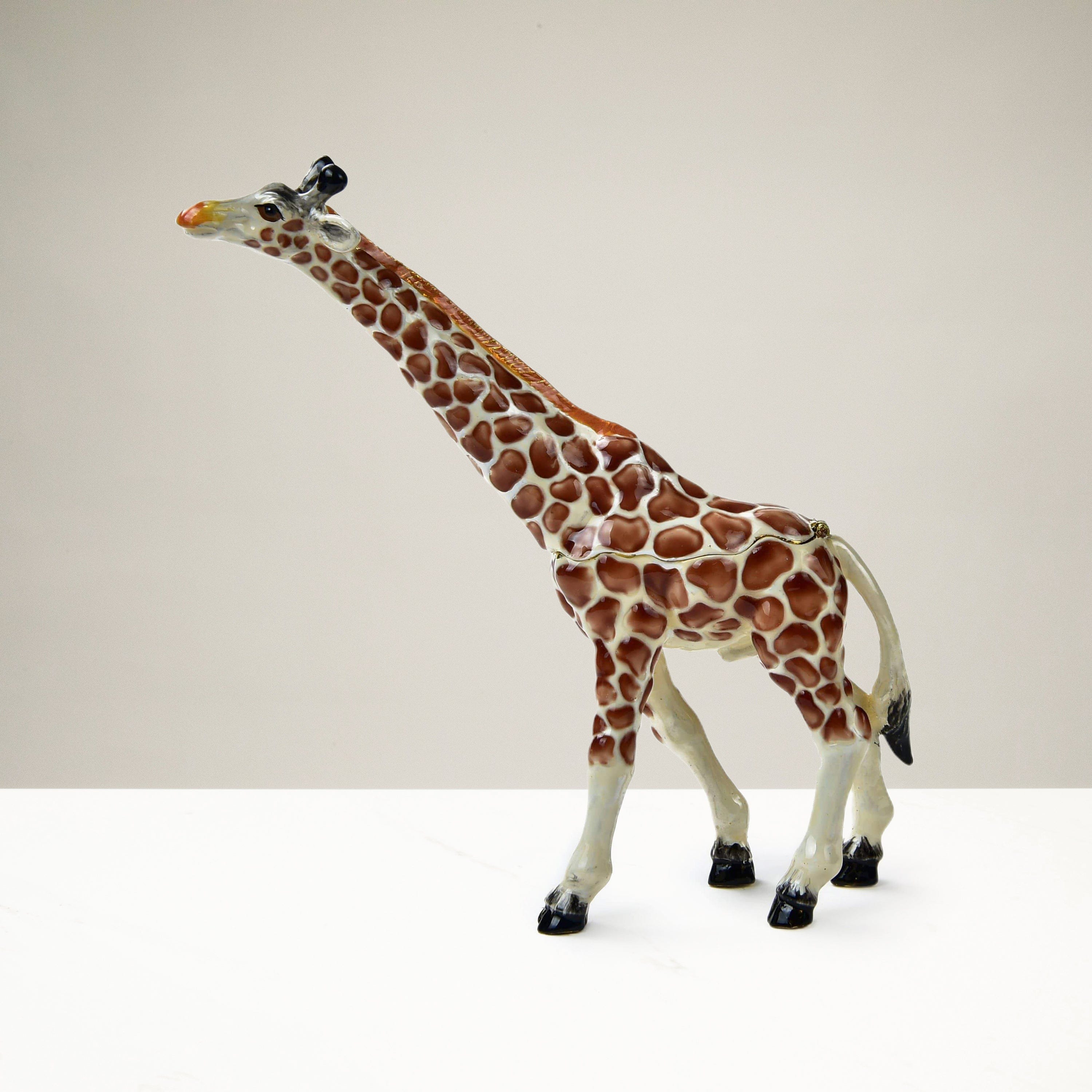 Kalifano Vanity Figurine Giraffe Figurine Keepsake Box made with Crystals SVA-085