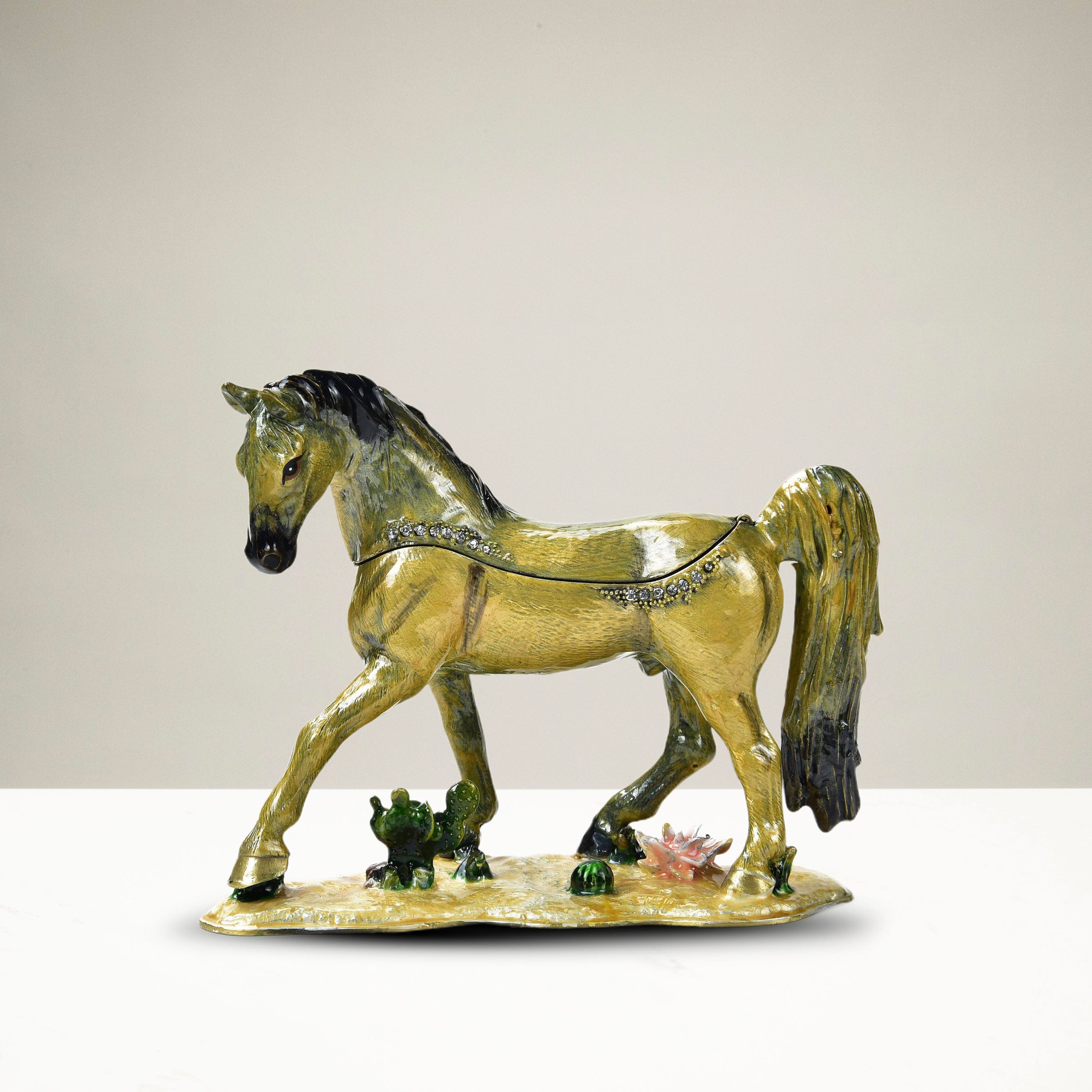 Kalifano Vanity Figurine Horse Figurine Keepsake Box made with Crystals SVA-087