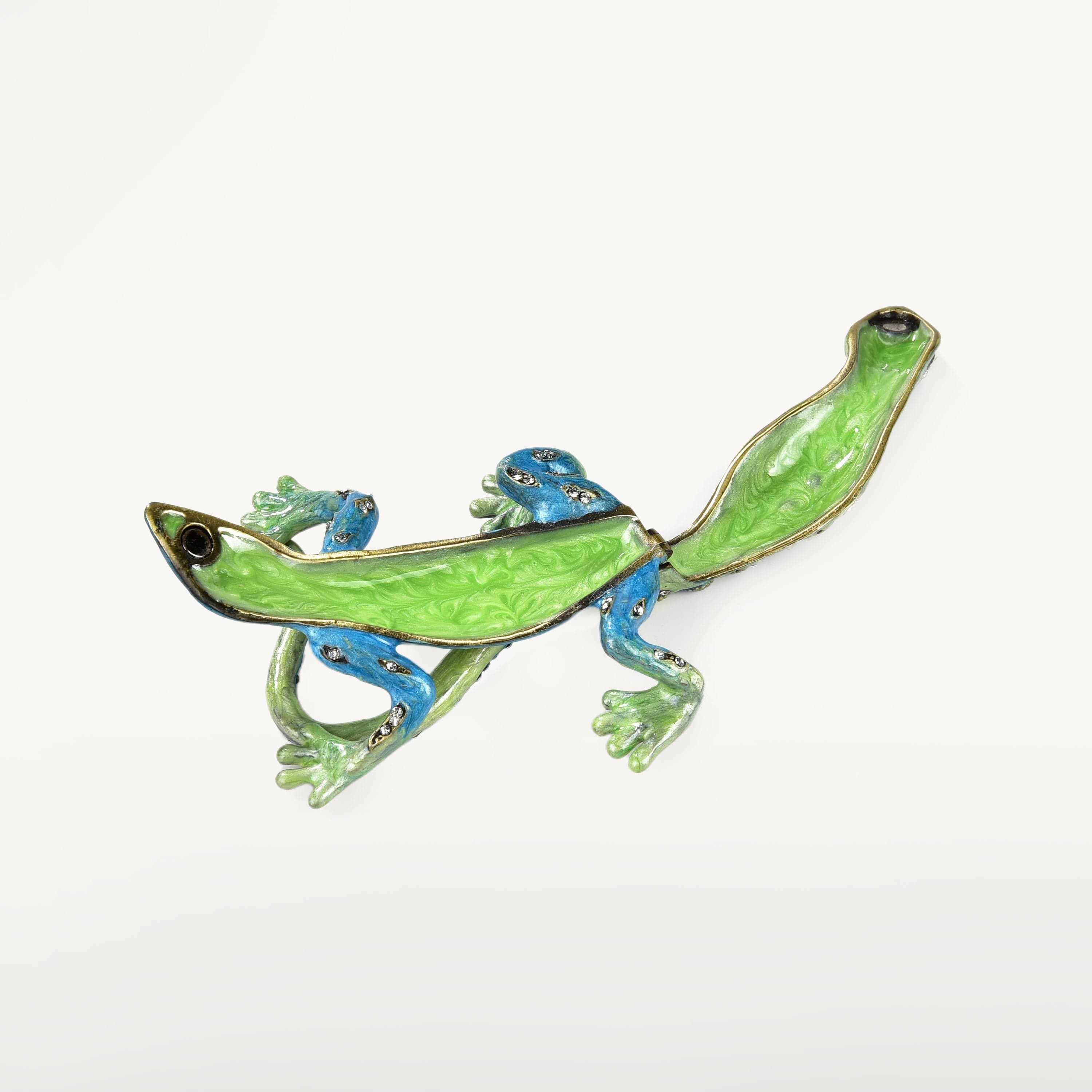 Kalifano Vanity Figurine Lizard Figurine Keepsake Box made with Crystals SVA-061
