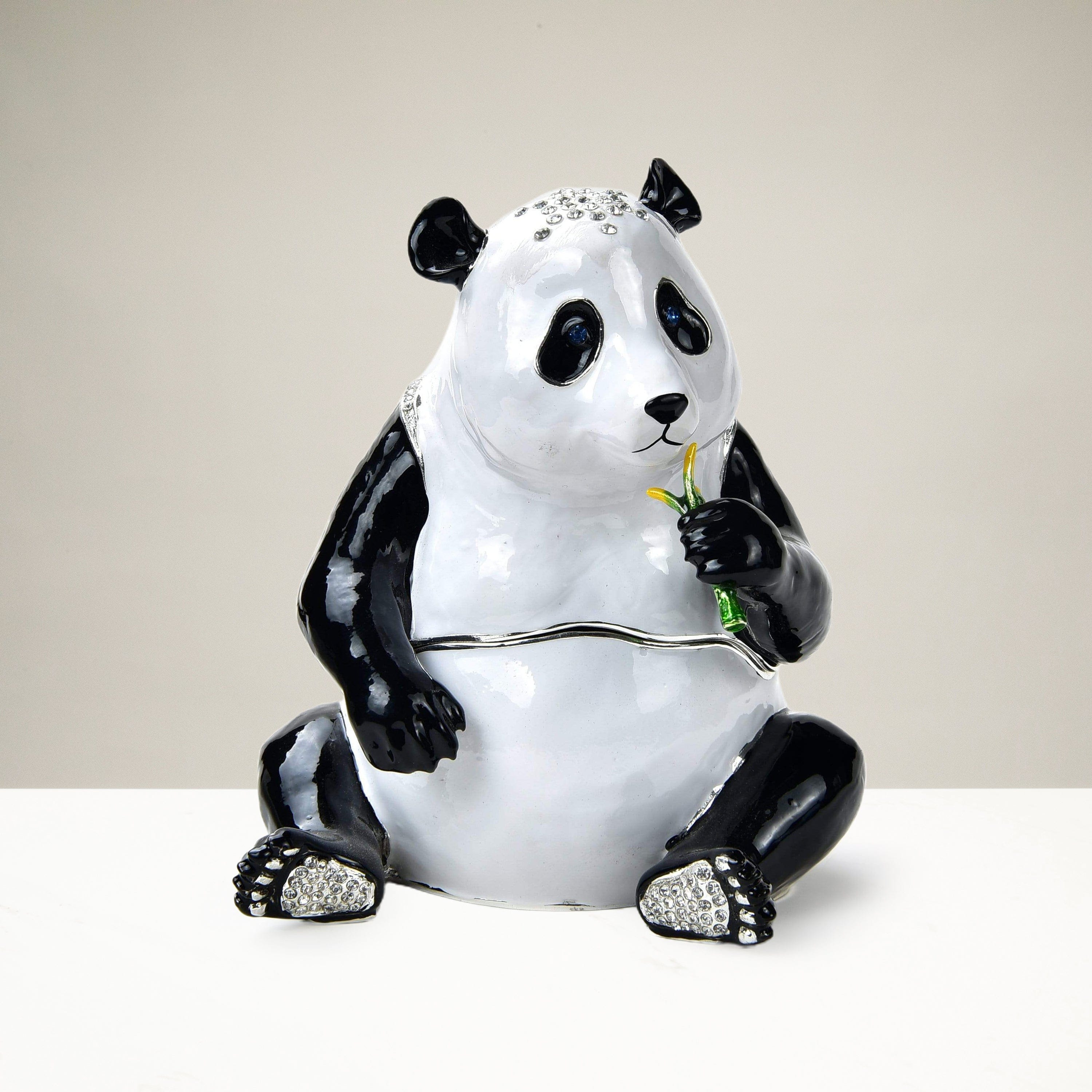 Panda Figurine Keepsake Box made with Crystals
